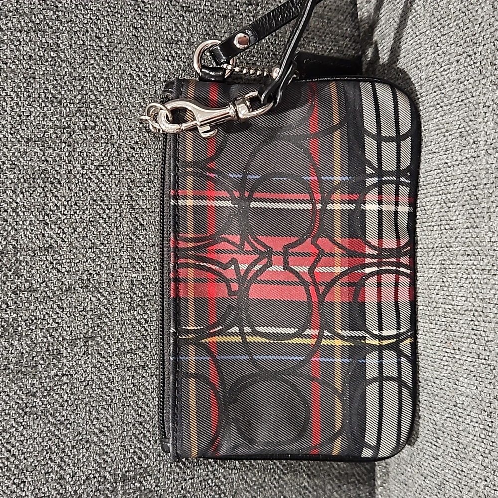 Coach Wristlet plaid glitter C